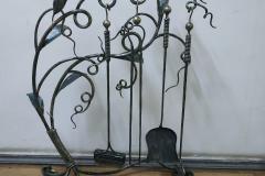 Кованый каминный набор с лилиями и птичкой